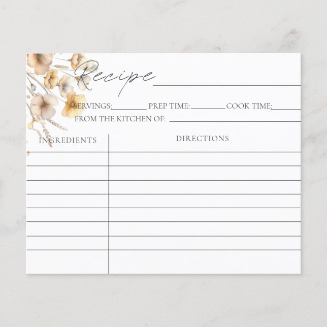 Love Is In Bloom  Bridal Shower Recipe Cards (Front)