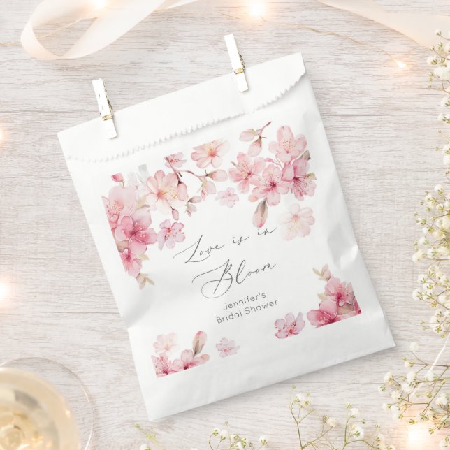 Love is in bloom cherry blossom bridal shower favour bag (Clipped)