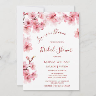 Love Is In Bloom   Cherry Blossom Bridal Shower Invitation