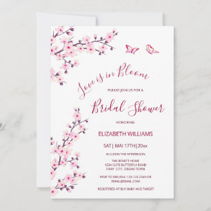 Love Is In Bloom Cherry Blossom Bridal Shower Invitation