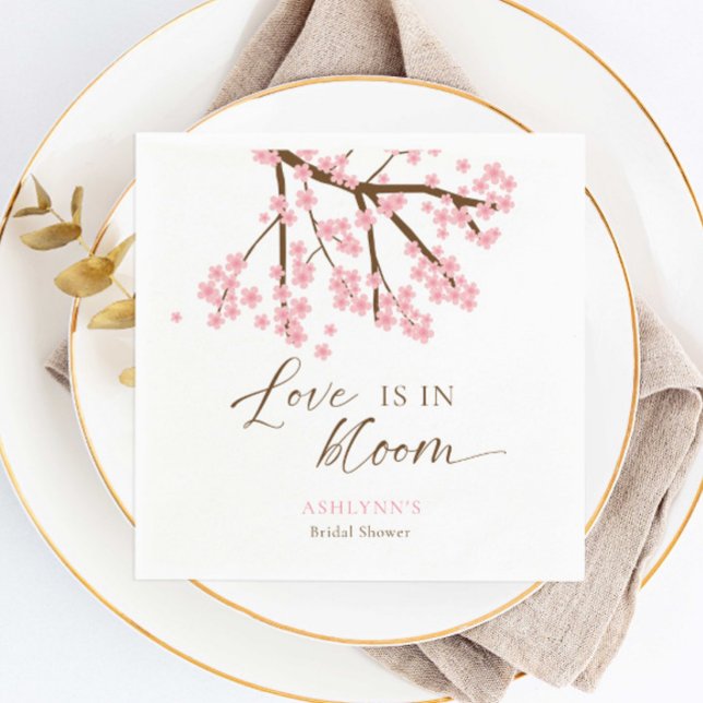 Love is in Bloom Cherry Blossoms Bridal Shower Napkin (Creator Uploaded)