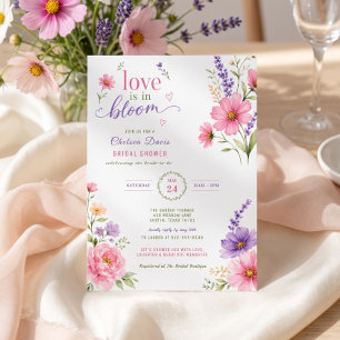 Love Is In Bloom Chic Floral Pink Custom Invitation