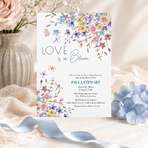 Love is in Bloom Dragonflies Blue Baby Shower Invitation