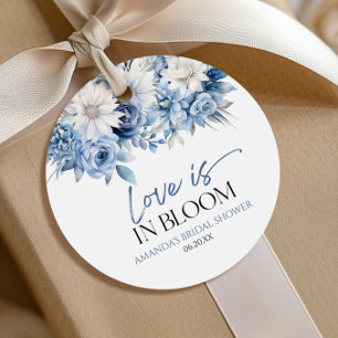 Love Is In Bloom Dusty Blue Floral Bridal Shower Favour Tags