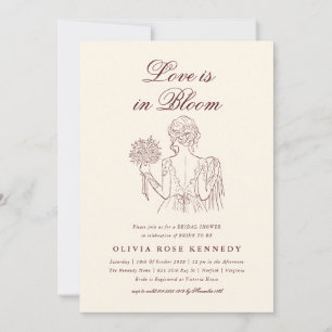 Love is in Bloom Elegant Illustrated Bridal Shower Invitation