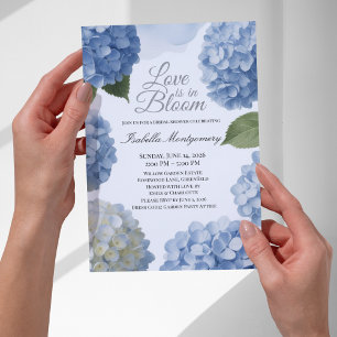 Love Is in Bloom Feminine Blue Hydrangea Invitation