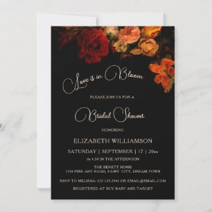 Love Is In Bloom   Fine Art Dark Floral  Invitation