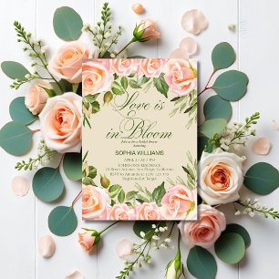 Love is in Bloom Floral Beige Bridal Shower Invitation