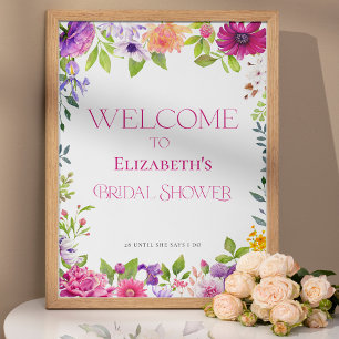 Love is in Bloom Floral Bridal Shower Welcome Sign