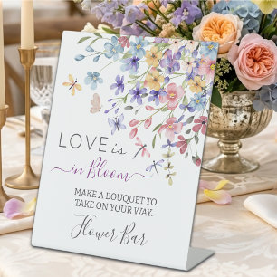Love is in Bloom Flower Bar Bridal Shower Pedestal Sign