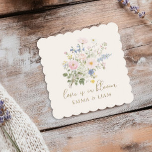 Love is in Bloom Garden Floral Wedding Paper Coaster
