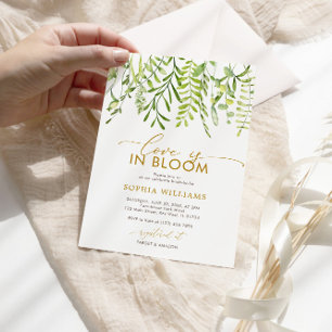Love is in Bloom   Greenery Bridal Shower Invitation