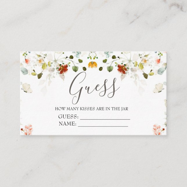 Love is in Bloom Guess How Many Game  Enclosure Card (Front)