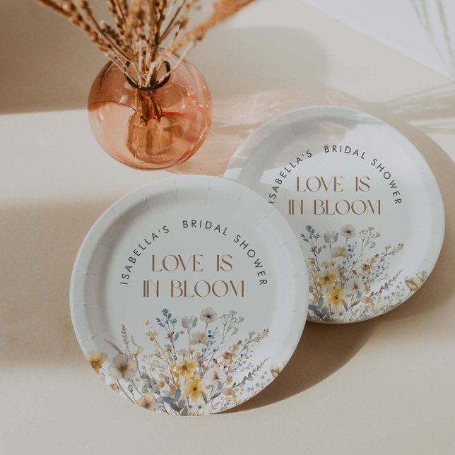 Love Is In Bloom Modern Wildflower Bridal Shower Paper Plate (Creator Uploaded)