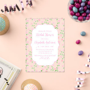 Love Is In Bloom Pink Floral Bridal Shower Acrylic Invitations