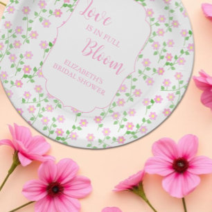 Love Is In Bloom Pink Floral Bridal Shower Paper Plate