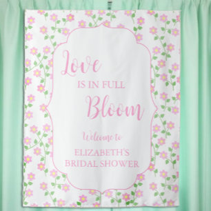 Love Is In Bloom Pink Floral Bridal Shower Tapestry