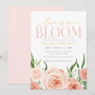 Love Is In Bloom Pink Floral Garden Bridal Shower Invitation