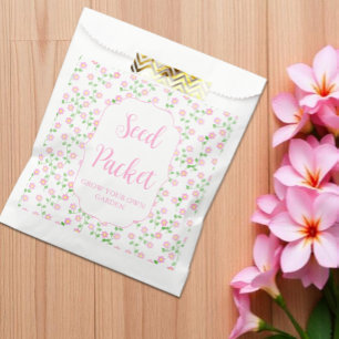 Love Is In Bloom Pink Floral Seed Packet Favour Bag