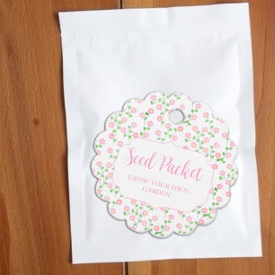 Love Is In Bloom Pink Floral Seed Packet Favour Tags
