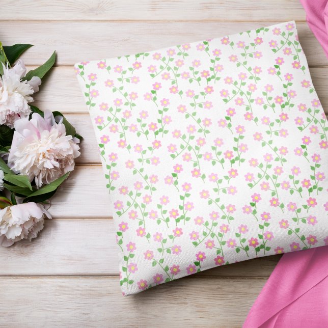 Love Is In Bloom Pink Floral Throw Pillow (Creator Uploaded)