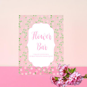 Love Is In Bloom Pink Flower Bar Bridal Shower Acrylic Sign