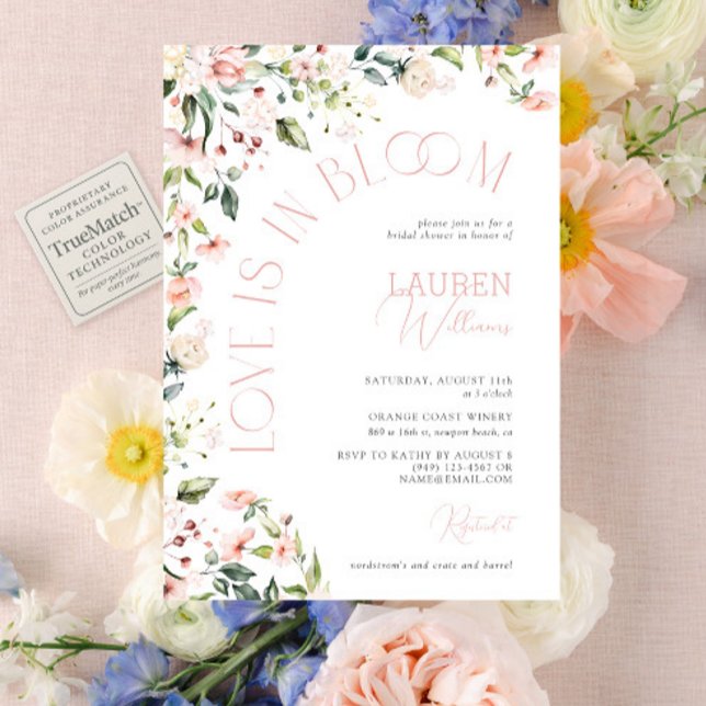 Love Is In Bloom Pink Flowers Bridal Shower Invitation (Creator Uploaded)