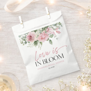 Love Is In Bloom Pink Rose Floral Bridal Shower Favour Bag