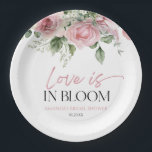 Love Is In Bloom Pink Rose Floral Bridal Shower Paper Plate<br><div class="desc">This is a Love Is In Bloom Pink Rose Floral Flowers Bridal Shower Paper Plates!</div>
