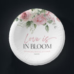 Love Is In Bloom Pink Rose Floral Bridal Shower Paper Plate<br><div class="desc">This is a Love Is In Bloom Pink Rose Floral Flowers Bridal Shower Paper Bowls!</div>