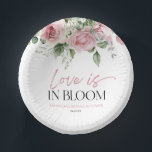 Love Is In Bloom Pink Rose Floral Bridal Shower Paper Plate<br><div class="desc">This is a Love Is In Bloom Pink Rose Floral Flowers Bridal Shower Paper Bowls!</div>