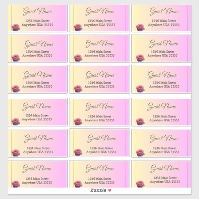 Love is in Bloom Pink Roses Wedding Guest Address (Sheet)