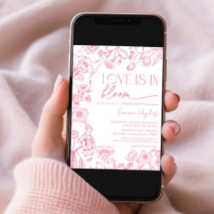 Love is in Bloom Pink Vintage Floral Bridal Shower Invitation
