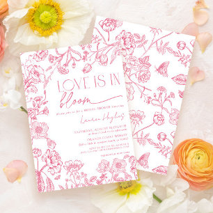 Love is in Bloom Pink Vintage Floral Bridal Shower Invitation