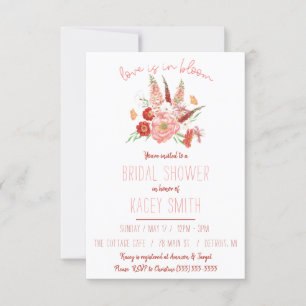 Love is in Bloom! Red & Pink Bouquet Bridal Shower Invitation