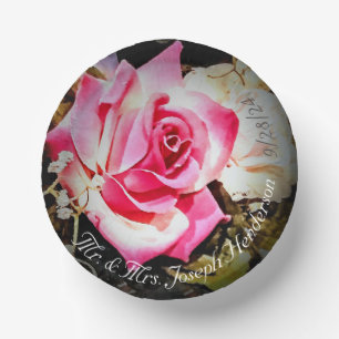 Love is in Bloom Rose Wedding Paper Plate