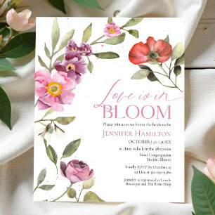 Love is in Bloom Rosey Floral Bridal Shower Invite