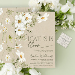 Love is in Bloom Rustic Daisy Wildflower Invitation