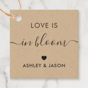 Love is in Bloom, Seed Gift Tag, Wedding, Kraft Favour Tags