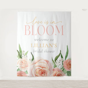 Love Is In Bloom Soft Pink Floral Photo Backdrop  Tapestry