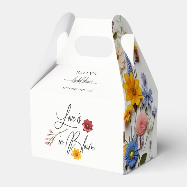 Love Is In Bloom Spring Floral Bridal Shower Favor Box (Front Side)