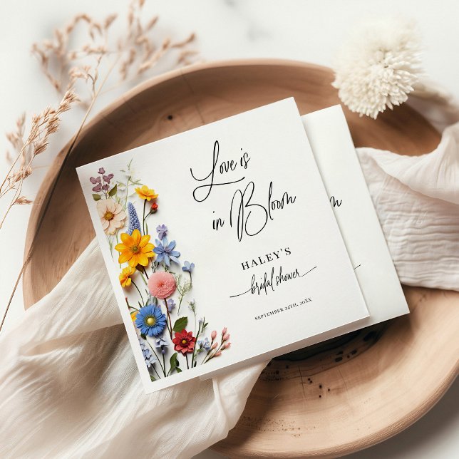 Love Is In Bloom Spring Floral Bridal Shower Napkin (Creator Uploaded)