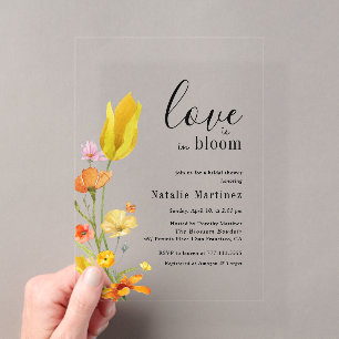 Love is in Bloom Spring Wildflower Bridal Shower Acrylic Invitations