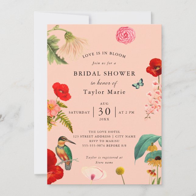 Love Is In Bloom | Spring Wildflower Bridal Shower Invitation (Front)