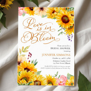 Love Is In Bloom   Sunflower Floral Bridal Shower Invitation