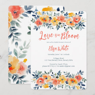 Love is in Bloom Watercolor Floral Bridal Shower Invitation
