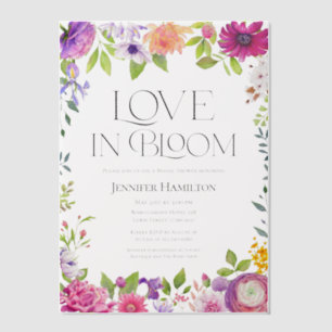 Love is in Bloom   Watercolor Floral Bridal Shower Vellum Invitations