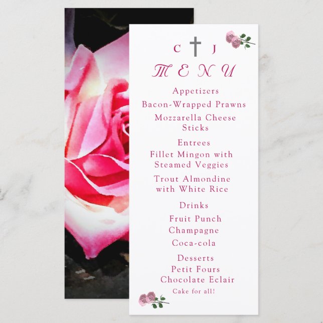 Love is in Bloom Wedding Reception Menu Card (Front/Back)