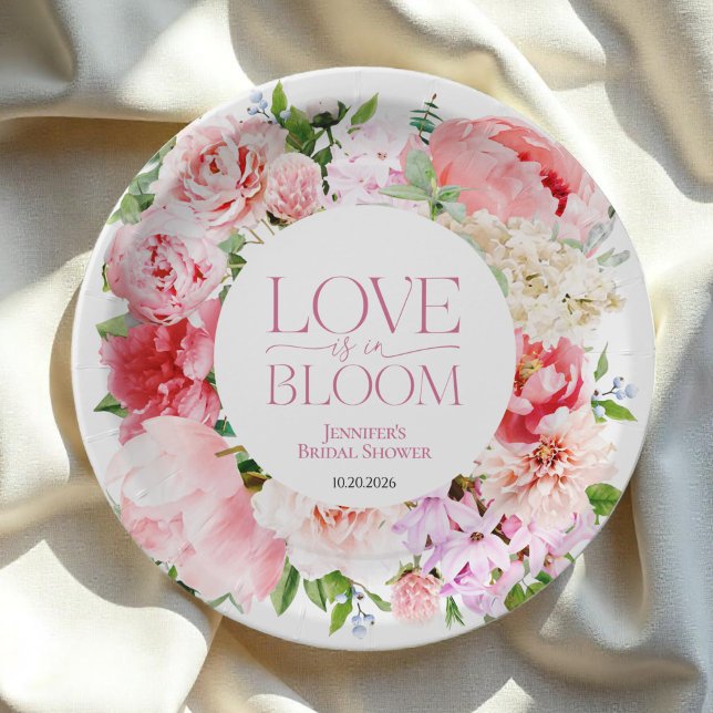 Love is in Bloom | Wild Garden Frame Bridal Shower Paper Plate (Creator Uploaded)