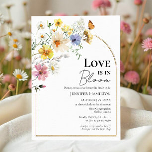 Love is in Bloom   Wildflower Boho Bridal Shower Invitation